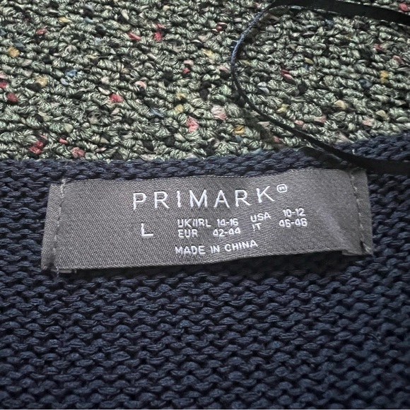 PRIMARK Navy Blue Boatneck Loose Knit Sweater Oversized Relaxed Drappy Shirt L - Picture 10 of 16